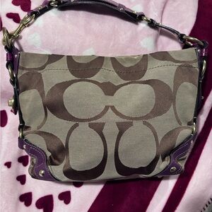 Coach Tan and Purple Shoulder Bag